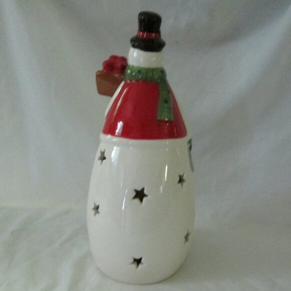 L.E.D. Color Changing Ceramic Snowman   Let It Snow - Picture 4 of 5
